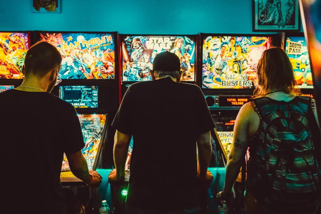 people at an arcade
