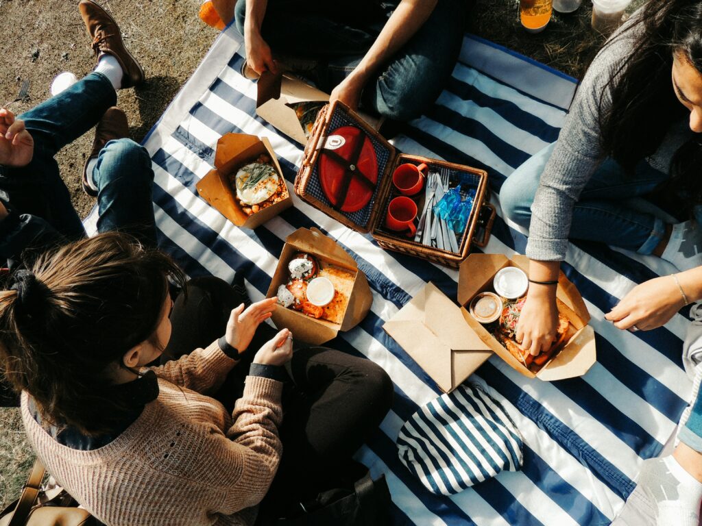 A group of friends gathered for a picnic in the park